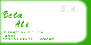 bela ali business card